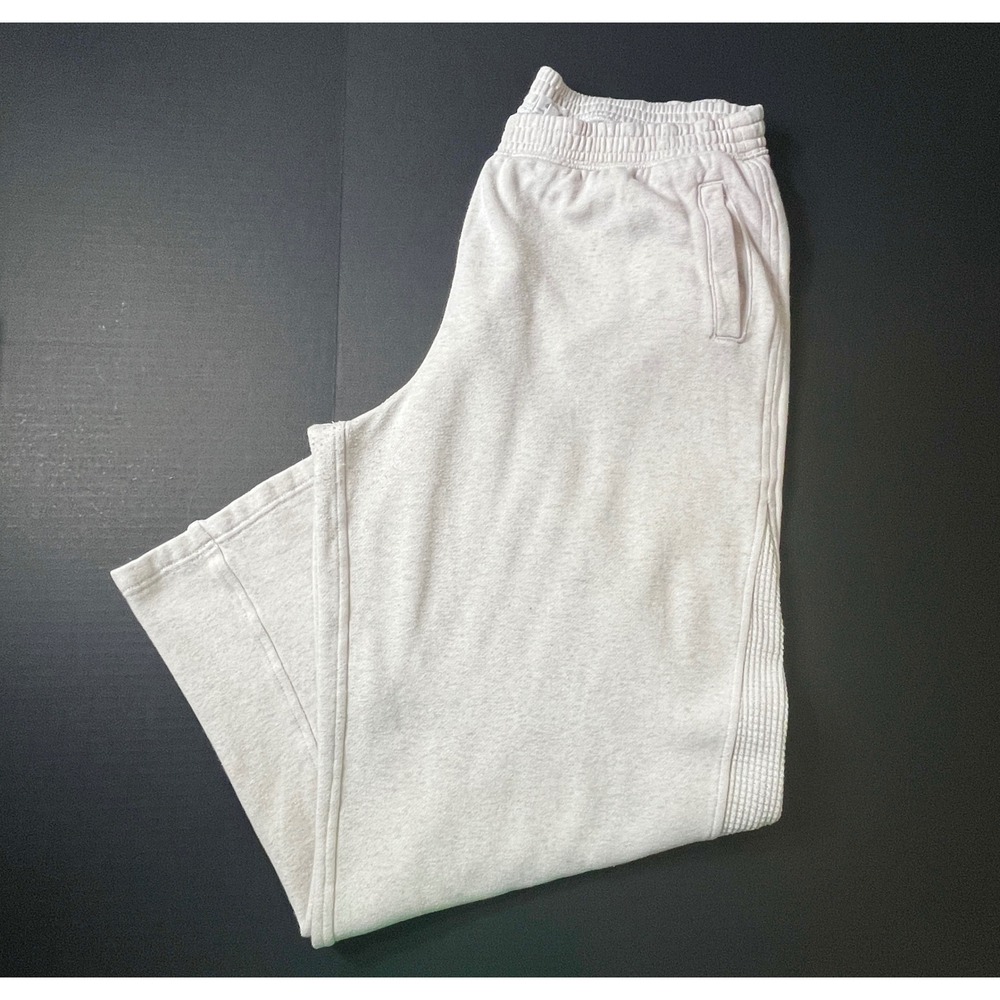 Aerie Wide Leg Sweatpants Women Large Oatmeal Heather Waffle Panel Loungwear